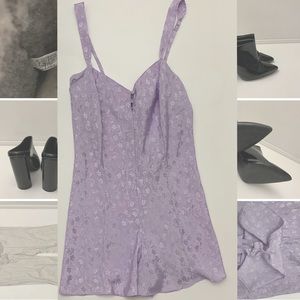 Purple silk short slip